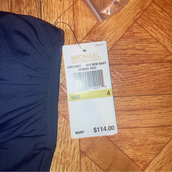 Michael Kors Womens Tie Front One Piece Swimsuit New Navy Size 4 MSRP $114 - Picture 2 of 6